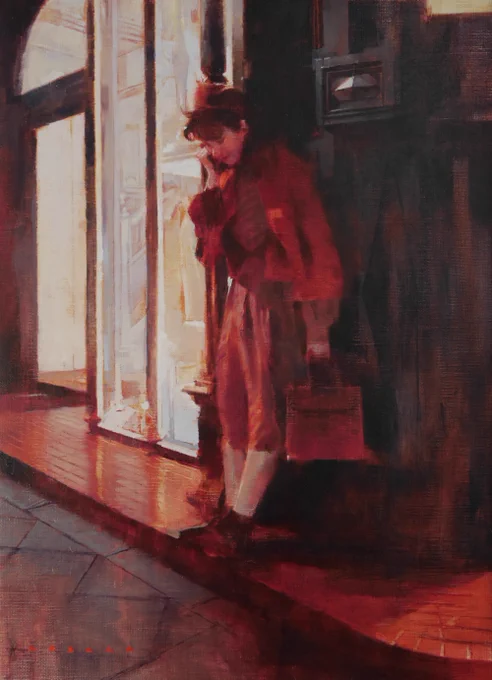 "あの角で待ち合わせ"
oil on canvas
33.3×24.2㎝
2021 