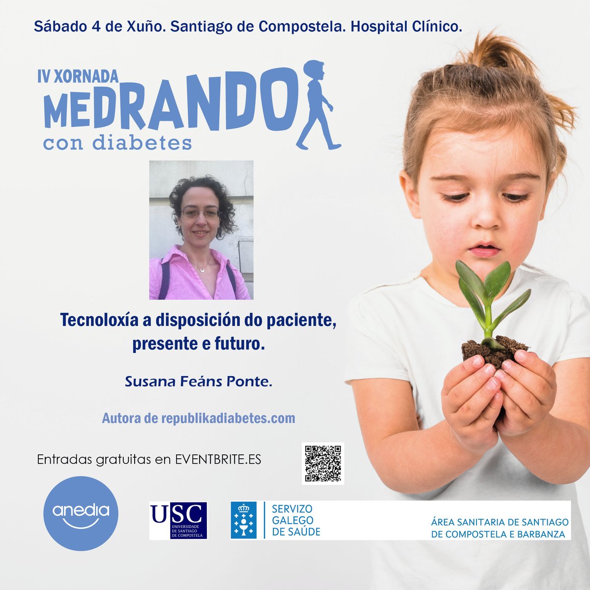 Se eres un profesional sanitario, tes diabetes tipo 1 ou eres un familiar, tes que vir. 
Por moitas razóns, pero hoxe só vos daremos unha. Escoitar a <a href="/sunanap/">Su</a> , unha paciente impaciente, que está sempre ahí para traernos información sobre a tecnoloxía en diabetes.