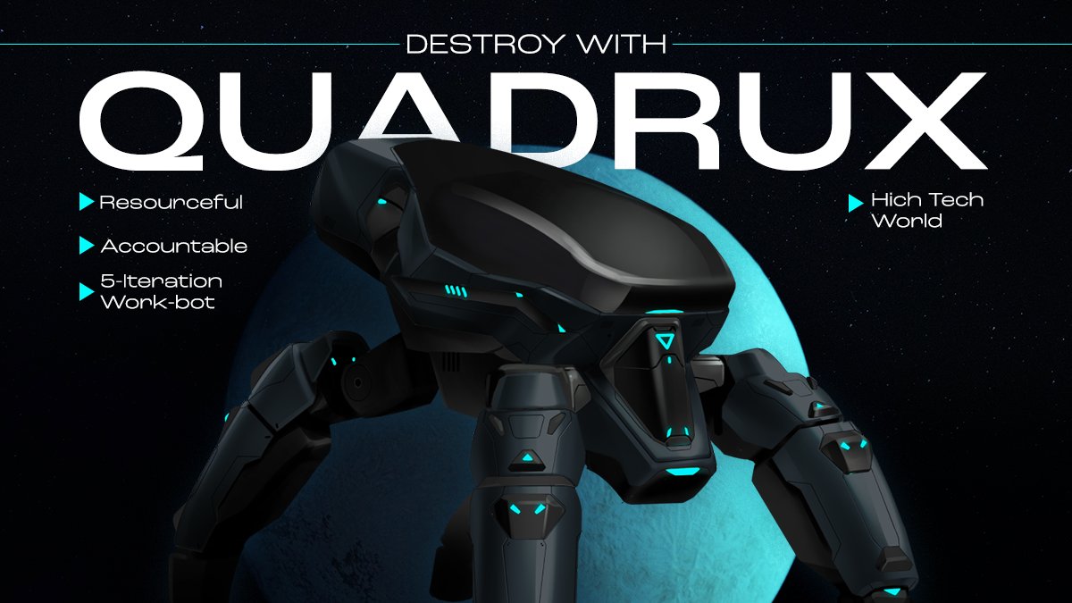ArmaldiaGame's tweet photo. 𝗤𝗨𝗔𝗗𝗥𝗨𝗫- fifth-iteration work-bot from 𝗛𝗶𝗴𝗵 𝗧𝗲𝗰𝗵🚀
 
If you like to be resourceful and like to operate missions🤔

✅𝗤𝘂𝗮𝗱𝗿𝘂𝘅 fits best for you✅

A little knowledge about #Armaldia never killed nobody🌟🚀

Visit our page➡️https://t.co/nwe0u7pgSQ 
#Play2Earn https://t.co/InySkKG3GN