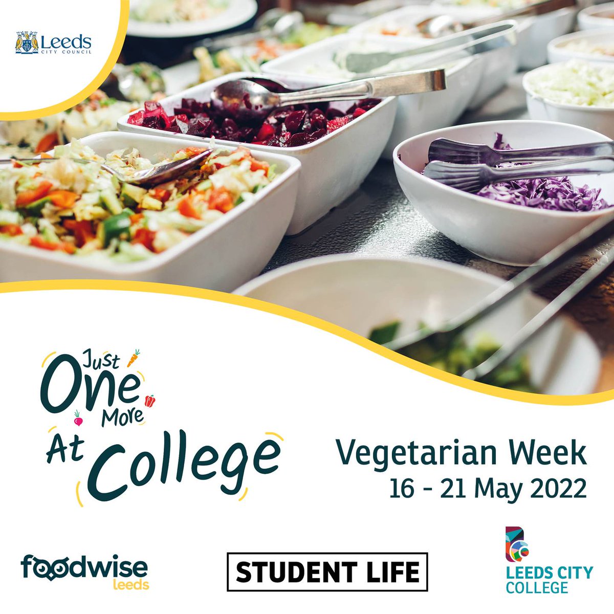 This week is National Vegetarian Week 2022, and to celebrate we are offering a free side of veg with every meal all week. Come and get yours! #ChooseVeggie #JustOneMore @foodwiseleeds @the_vegetarian_society

Find out more - sites.google.com/leedscitycolle…