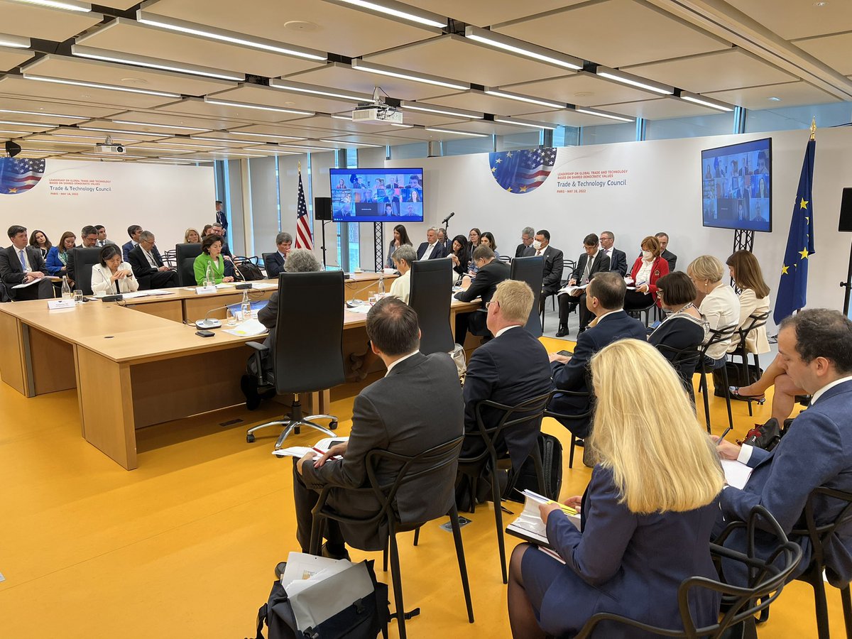 Robust #TTC discussion: Pittsburgh laid the groundwork, Paris sees substantive discussions on #supplychains and #digitalgovernance in new global context. TTC on track.