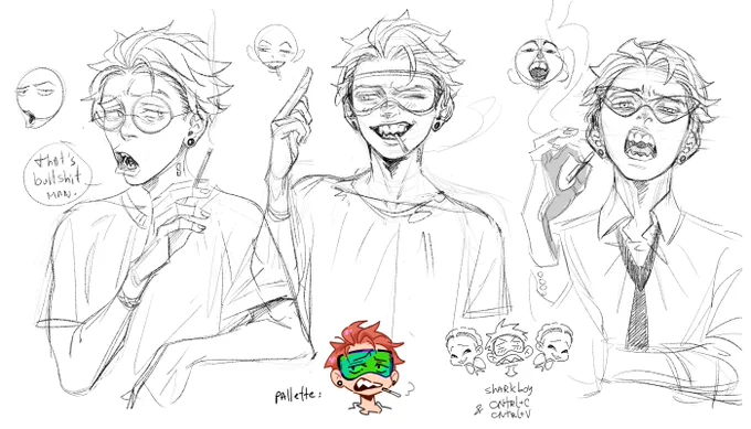 Was digging through archives, found first sketches of my OC - Jigsaw. Now he's looking a lil different, but I still love my dumb shark boy so much. There's a spot reserved for you in the upcoming comic, so our breakup will soon be over, my luv 😊 