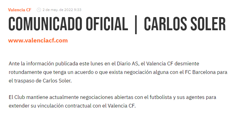 VCForever_'s tweet photo. COMUNICADO OFICIAL del VCF respecto a Carlos Soler (2 de Mayo)
VS
DECLARACIONES en privado DE ANIL MURTHY sobre Carlos Soler (27 de Abril)
#StopManipulaciónVCF #ADNil https://t.co/bcIr6gZeq1