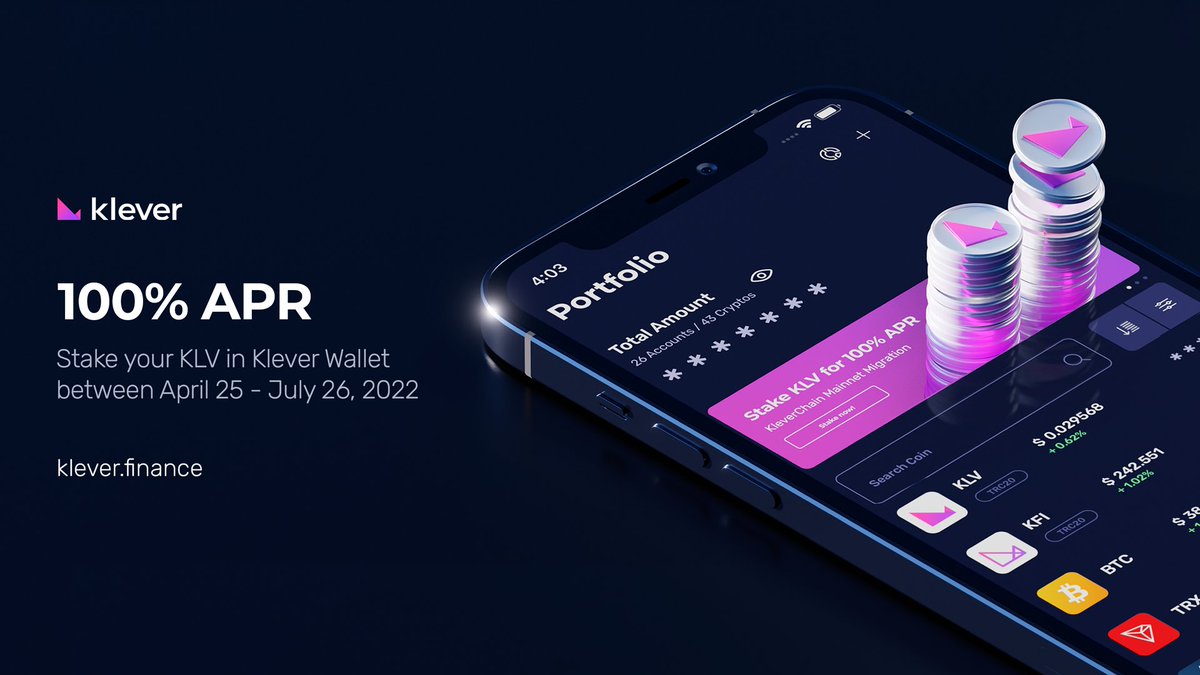 Still not staking your $KLV in Klever Wallet for 100% APR? 😕 Help Done  Rewarded ⬇️ ⬇️ ⬇️