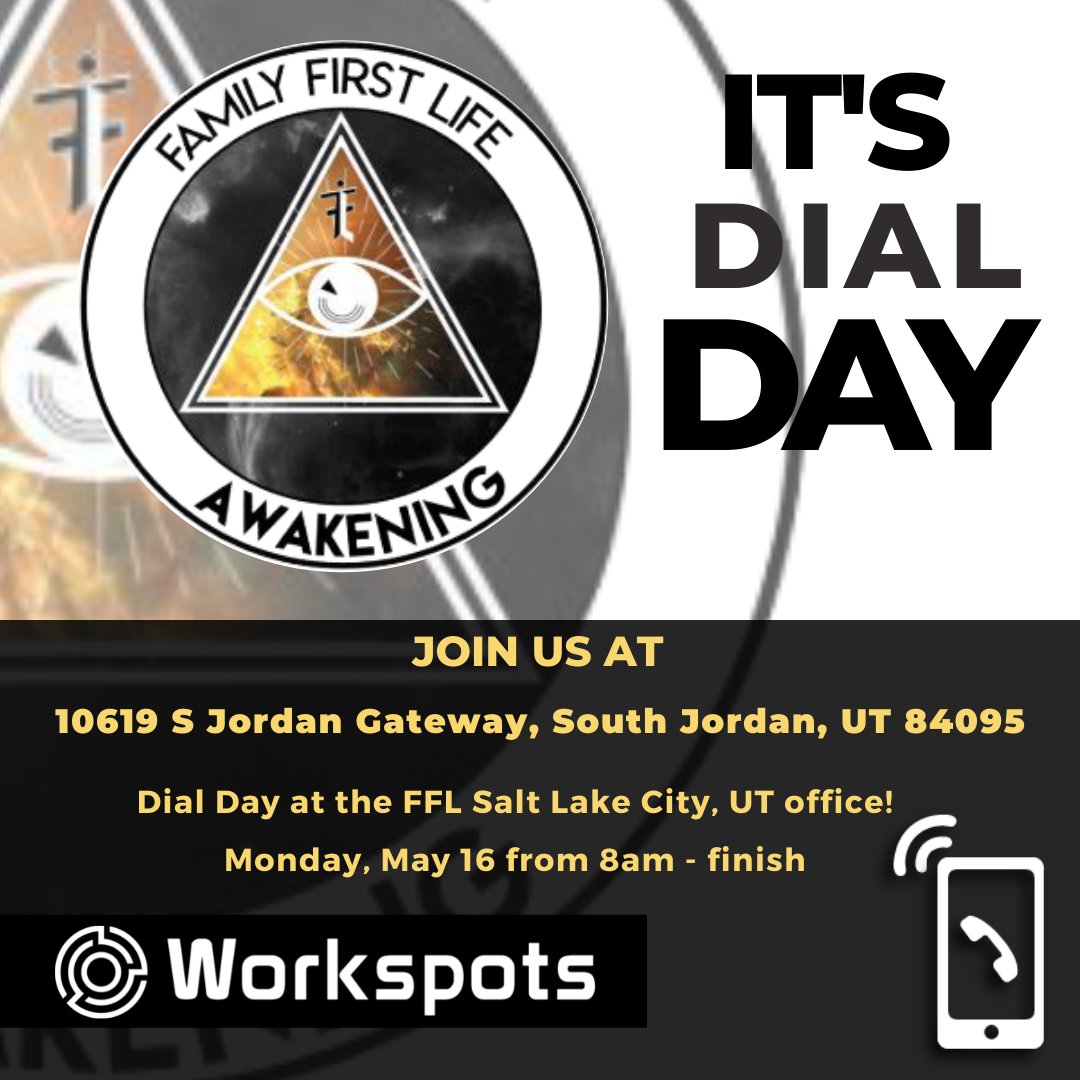 AwakeningFG's tweet photo. 👁 DIAL DAY TODAY 👁

Join us for Dial Day at the FFL Salt Lake City, UT office!

Thursday, May 19  from 8am - finish

10619 S Jordan Gateway, South Jordan, UT 84095 https://t.co/NEKXLuJ9NT