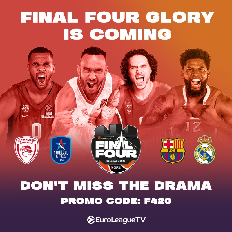 Turkish Airlines EuroLeague on X: "The Champion will be CROWNED 👑 Don't  miss out on the chase for #F4GLORY Sign up for 20% off your Final Four  Pass! Promo code: F420" / X