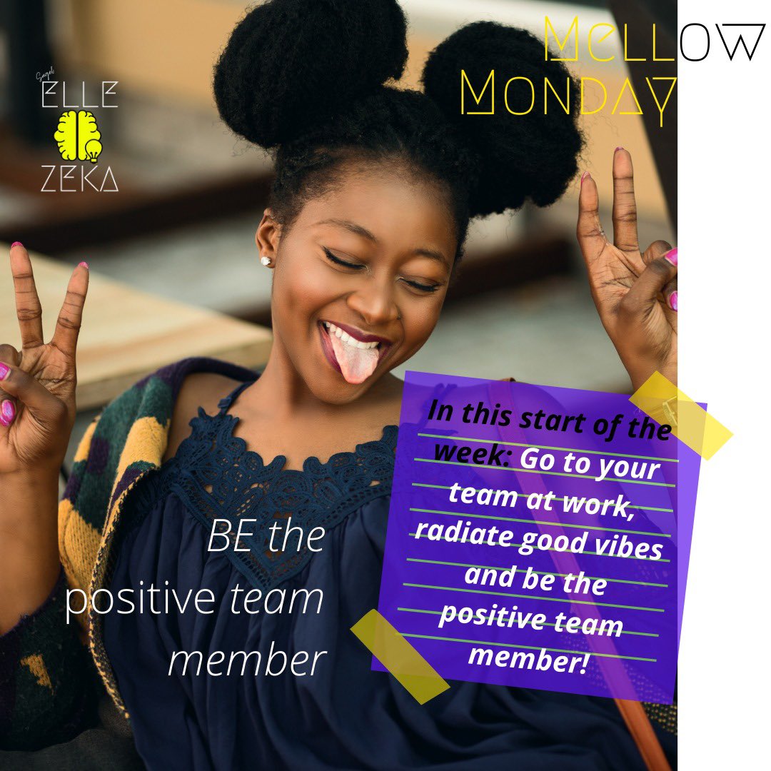 elle_zeka's tweet photo. Elle Zeka wishes you a great start of the week!

In this start of the week: Go to your team at work, radiate good vibes and be the positive team member! 🌟📌 https://t.co/6gMnOyZWUB