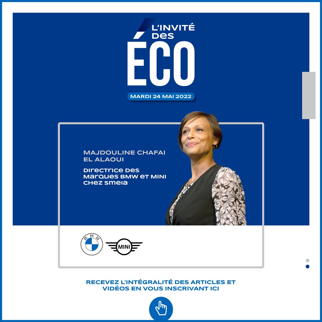 LeSiteInfoFR's tweet photo. Mardi 24 Mai, dans le cadre de son rendez-vous « l’Invité des #ÉCO » le groupe #HorizonPress reçoit Majdouline Chafai El Alaoui, Directrice des Marques #BMW et #MINI chez #Smeia. Avez-vous des questions à lui poser? https://t.co/rITI8np6fz