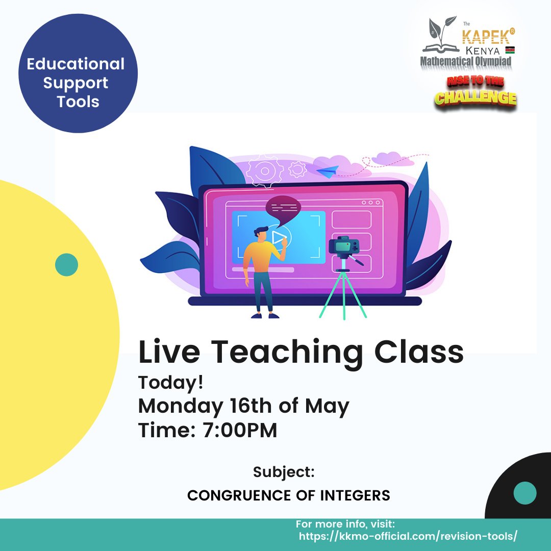 Join us at the live teaching class today at 7pm
Topic: CONGRUENCE OF INTEGERS
Register for the class using the link below:
us02web.zoom.us/meeting/regist…