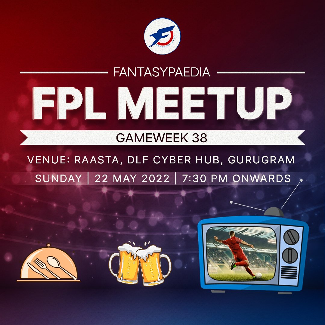 Fantasypaedia's tweet photo. 🚨 REMINDER 🚨
Indian FPL Managers!
We are hosting an FPL Meetup in Gurgaon that coincides with Gameweek 38 on 22nd May!
We will have multiple match screenings, food, drinks, quiz, games and much more!
Drop a reply below if you are interested in attending!
#FPLMEETUP #FPL https://t.co/Sl1QWbfcMi