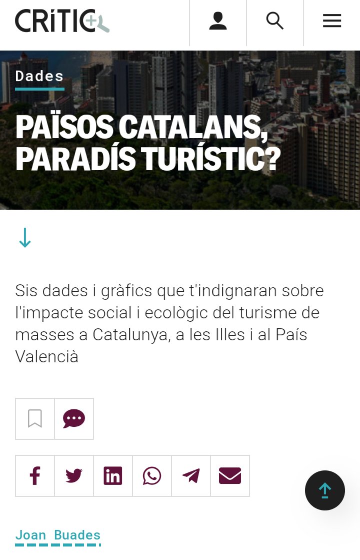 ads_garraf1's tweet photo. 🔴Turisme de masses:

➡Empobreix els municipis i territoris.
➡Paradís de la precarietat laboral.
➡Destrueix el litoral i contribueix al ‘boom’ immobiliari.
➡Contribueix a la crisi climàtica.
➡Capitalisme turístic global.

#LobbyTurístic #PPCCTurisme #StopTurisme #Overtourism https://t.co/4Vpvk8UWvs