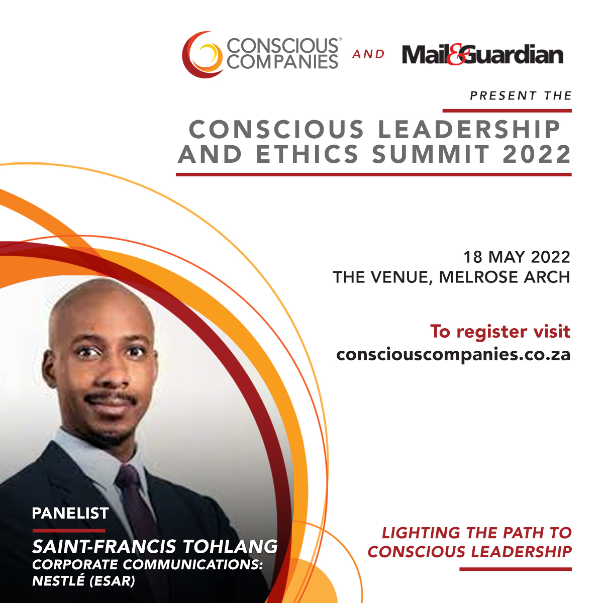 Integrating consciousness in business at the #ConsciousLeadership &amp; Ethics Summit 2022 on 18 May at The Venue, Melrose Arch.

Visit consciouscompanies.co.za to register