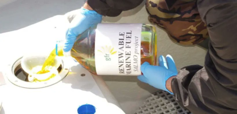 With support from <a href="/MarRI_UK/">MarRI-UK</a>, <a href="/greenfuelsltd/">Green Fuels</a> conducted a successful demo of #sustainable marine fuel made from - of all things - salmon farm waste! The demo represents ‘an important stage on the long voyage to #marine transport #decarbonisation’.⛽️👉 buff.ly/3FgcAEE