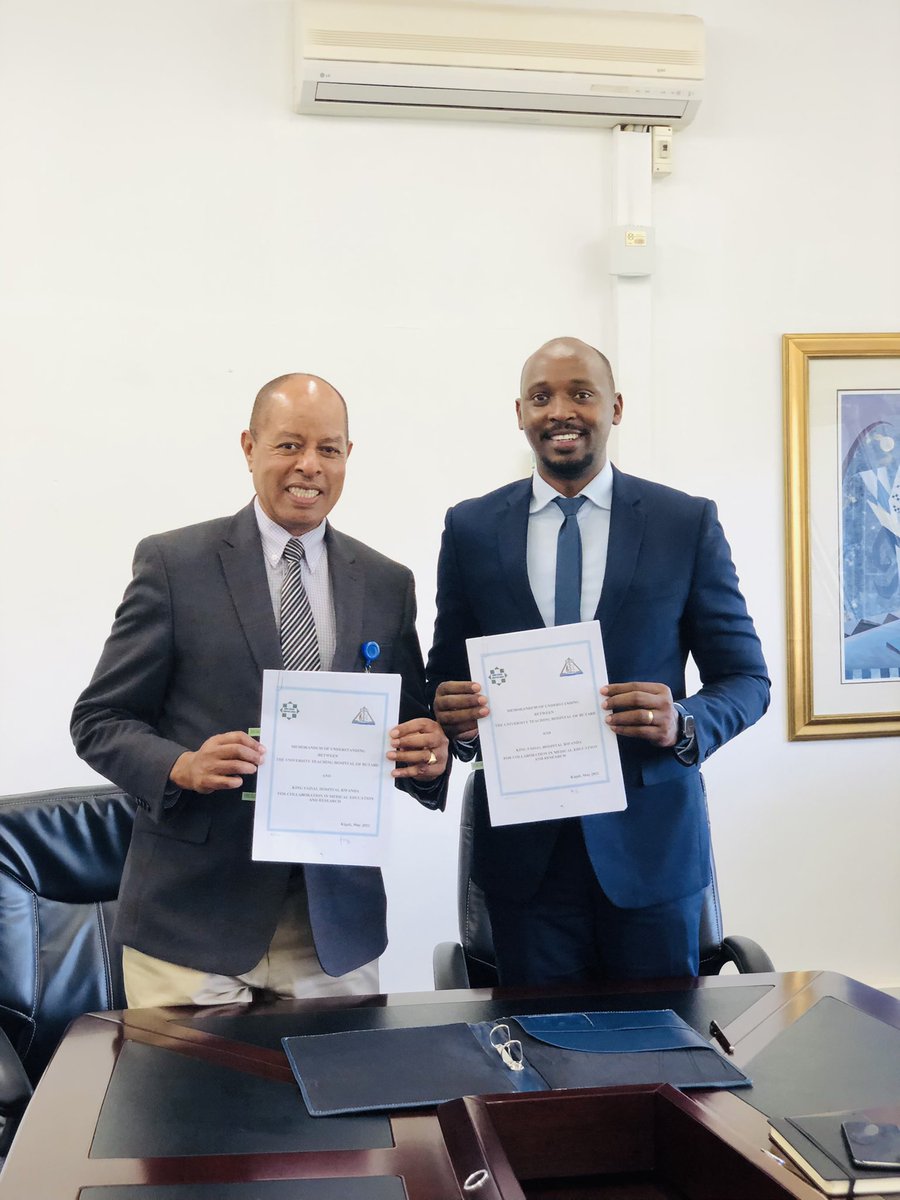 kfaisalhospital's tweet photo. This morning, the two teaching hospitals, KFH Rwanda and the University Teaching Hospital of Butare (CHUB) entered a new partnership to collaborate on sharing resources and providing highly specialized medical care, training and collaborative research. https://t.co/f9lhBJgFVw