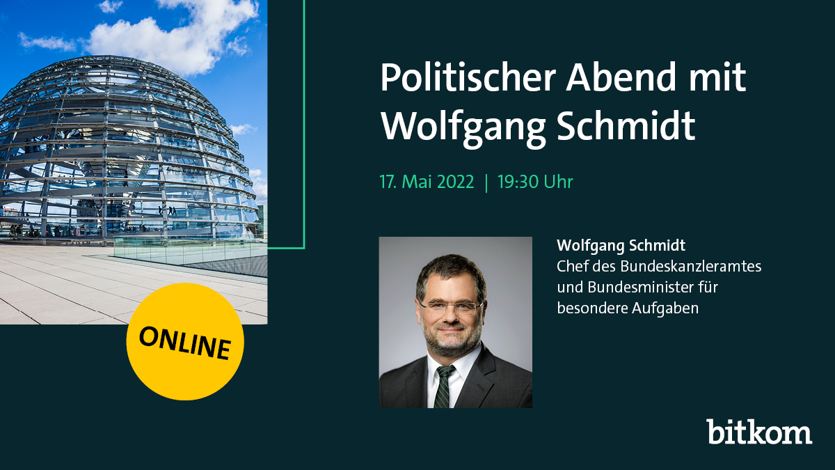 Bitkom_Politik's tweet photo. Morgen ist es soweit: Bei unserem Politischen Abend sprechen wir ab 19.30 Uhr mit @W_Schmidt_, Kanzleramtschef & Bundesminister für besondere Aufgaben, über die digitalpolitischen Prioritäten der Bundesregierung für 🇩🇪🚀
Hier digital dabei sein➡️ https://t.co/ZmZxJg9nn0 https://t.co/Lp3Z6K48lF
