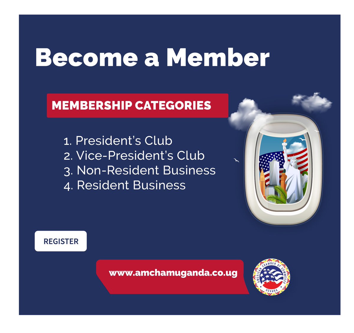 Membership in our association is open to American firms, multinationals, and local firms with strong business ties and interests with the United States. 

Become a Member today &gt;&gt; amchamuganda.co.ug/become-member

#AmChamUG