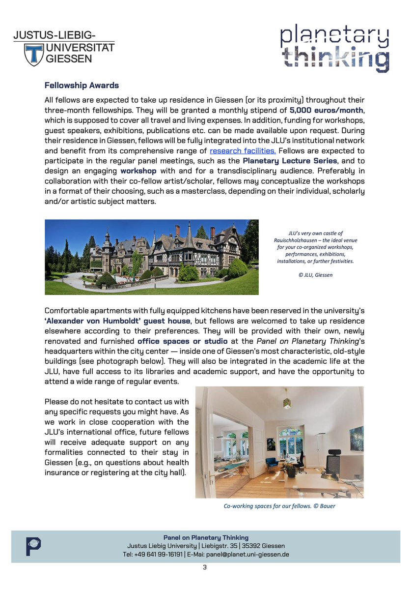 planetarypanel's tweet photo. #CallforApplications: The “Planetary Scholars and Artists in Residence Program” invites applications from the arts, humanities, social &amp; natural sciences for fellowships on its 2023 focal topic #PlanetarySpaces. More info https://t.co/AseeXNdq6L &amp; PDF https://t.co/ivK6MGsToZ https://t.co/v6RSNPzOOv