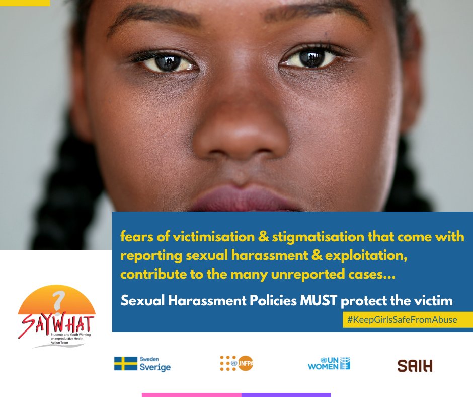SAYWHATOrg's tweet photo. fears of #victimisation &amp; #stigma for reporting #harassment &amp; #exploitation, contribute unreported cases.
#protect victim
#SexualHarassmentPolicyNow
#EndSexualHarassment
#SpeakOut
@ParliamentZim @mhtestd @GenderZimbabwe @PSHZim @SwedeninZW @UNFPA_Zimbabwe @saih @UNICEFZIMBABWE https://t.co/UeZ29uQqrJ