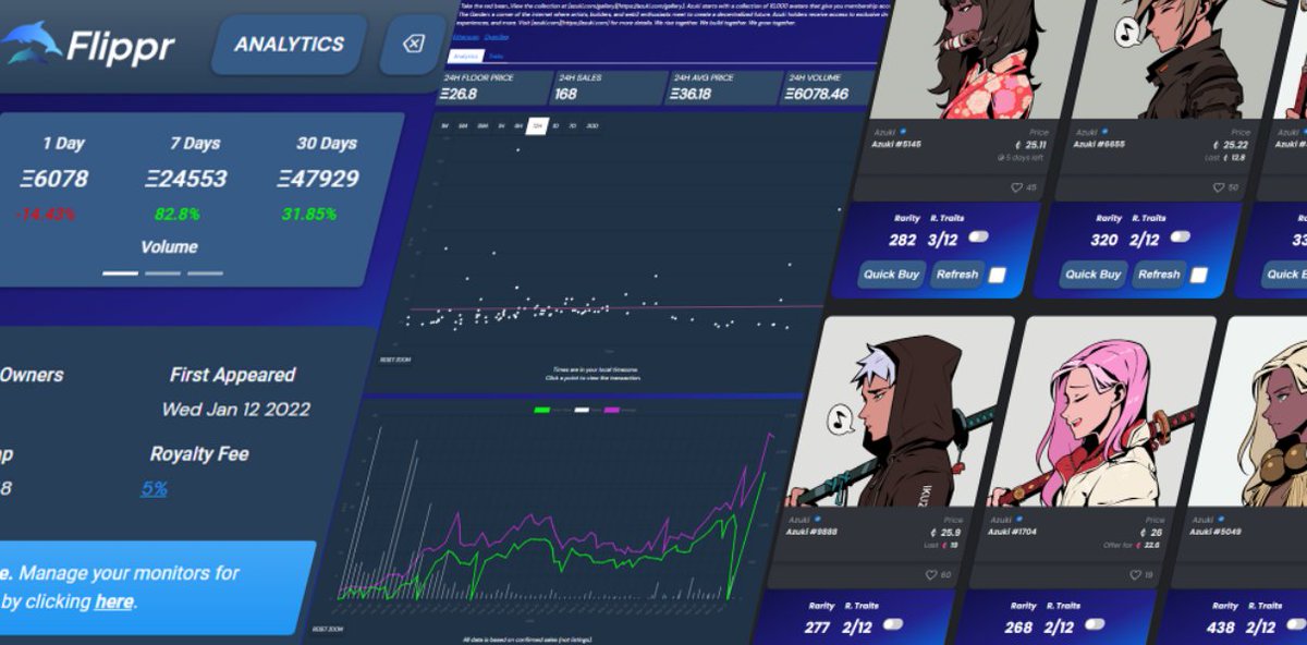 TheSmartGuy8368's tweet photo. Flippr Tool is the tools component of Flippr, designed to enhance the functionality of NFT marketplace and deliver powerful analytical data to its user.
@FlipprTool 
Do check all the details -https://t.co/pEHJgdgGbK

Discord https://t.co/JlckUBLjIN
@Aloominati_NFT @VaiosTsigaras https://t.co/MIkLNOd7kh