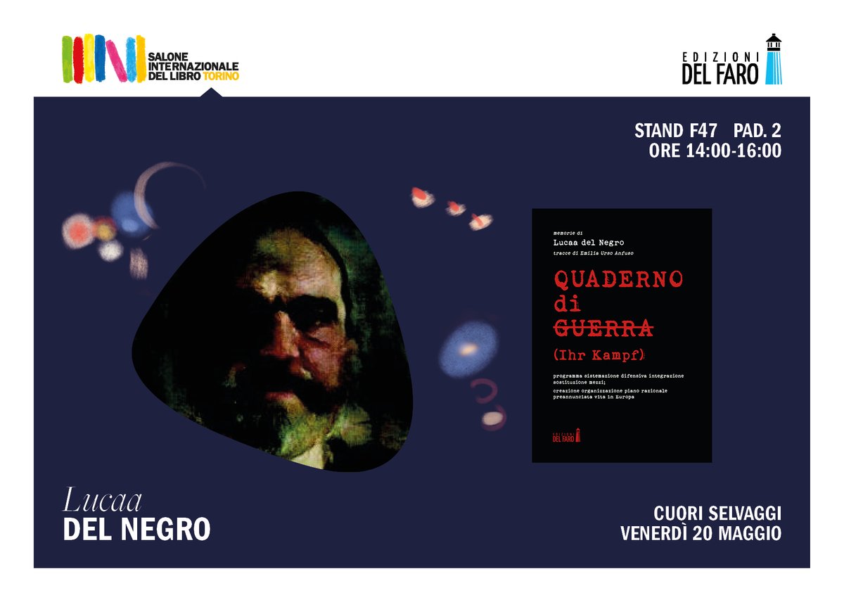 Vi aspetto (live VENERDI' 20 dalle 14 alle 16)
<a href="/SalonedelLibro/">Salone Libro Torino</a> <a href="/EdizionidelFaro/">Edizioni del Faro</a> <a href="/EmiliaUA/">Emilia Urso Anfuso - Giornalista investigativa</a> <a href="/AutoreNegro/">LUCAA del NEGRO_autore</a> 
#QdG #IhrKampf 💁‍♂️

LdN