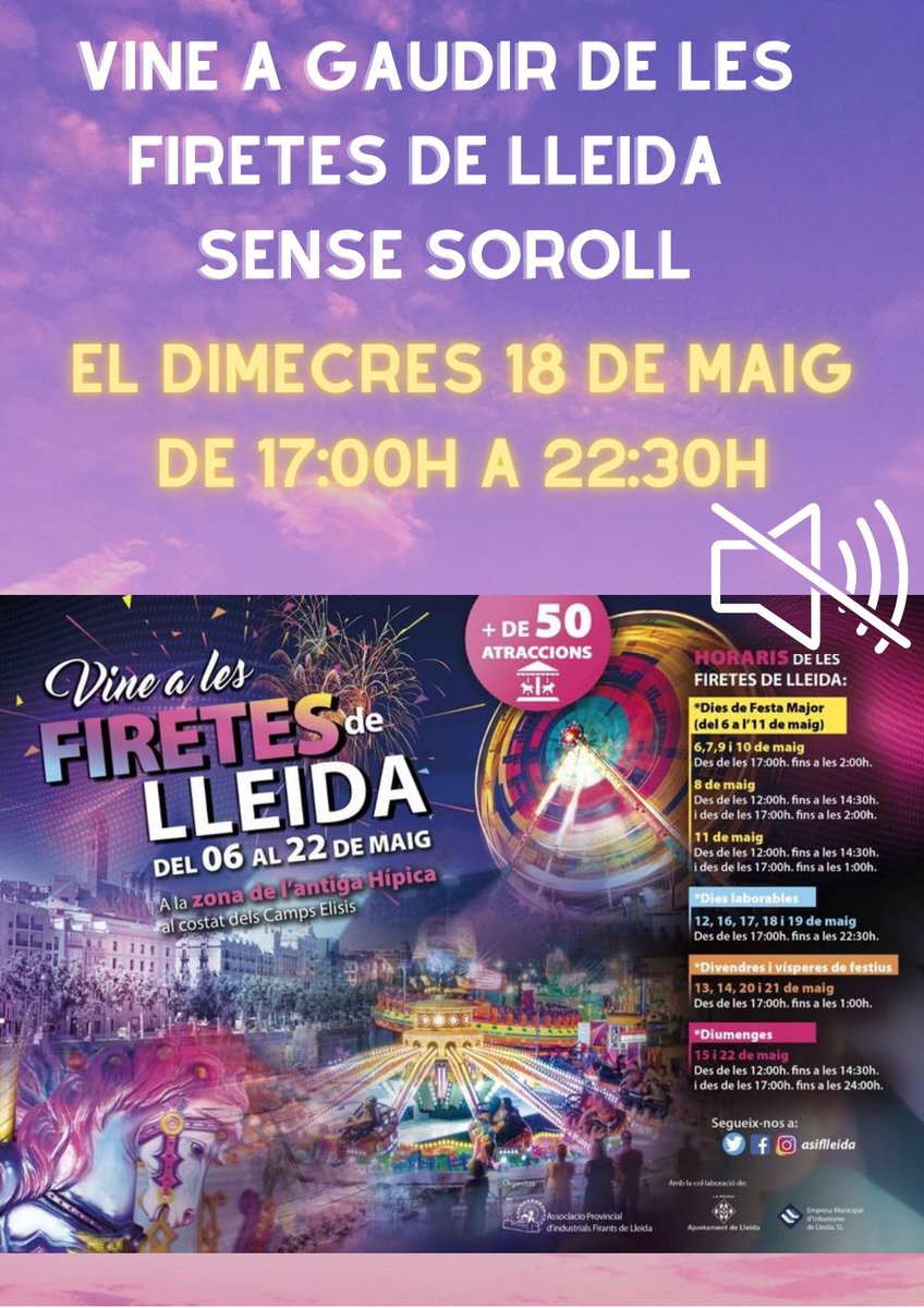 asiflleida's tweet photo. Asiflleida, pel dimecres, 18 de maig
Gaudeix de LES FIRETES mes especials
#FiretesDeLleida #lleida #festesdelleida 
@asiflleida https://t.co/OffPo3m9u1