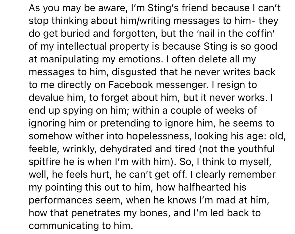 SCM50543355's tweet photo. @NatSapphix @CrystalBlazier Its worse than I thought. She has been blocked from Stewart Copeland’s Facebook page, hates men and belittles other women because she isn’t appreciated as much as she would like, and is everyone else’s fault (She is the borderline psychotic extreme version of a ‘Nice Guy’). https://t.co/IGVhih8SJk