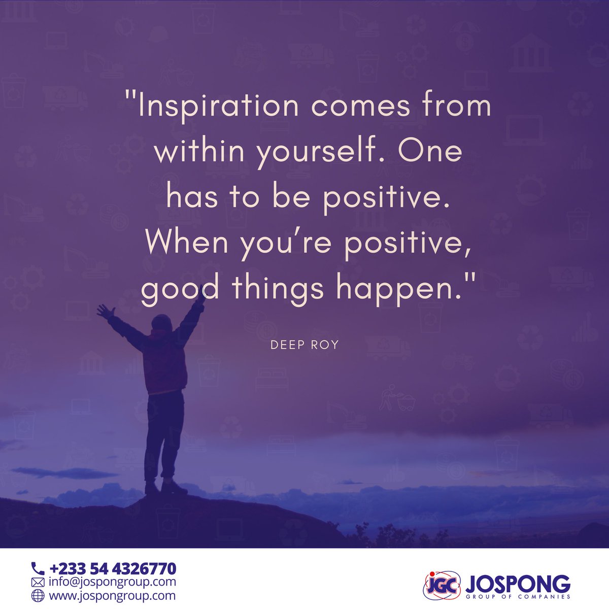thejospongroup's tweet photo. “Inspiration comes from within yourself. One has to be positive. When you’re positive, good things happen.” —Deep Roy

#MondayMotivation https://t.co/w6r6QjYsQb