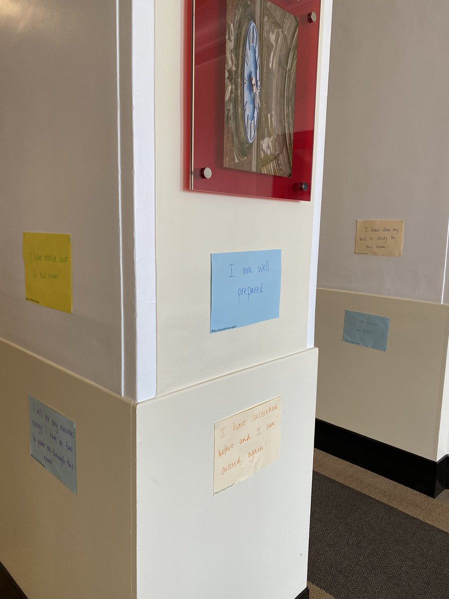RHS_Support's tweet photo. GOOD LUCK to our wonderful Y11s who start their GCSE exams today! 🌟 We’ve put some #positiveaffirmations outside the exam hall to remind you of your hard work and dedication! 💪 #youvegotthis #thinkhelpfulthoughts #trustyourself #positivevibes #reframing #GCSEs2022 @RHSSuffolk https://t.co/9fyxLmQshZ