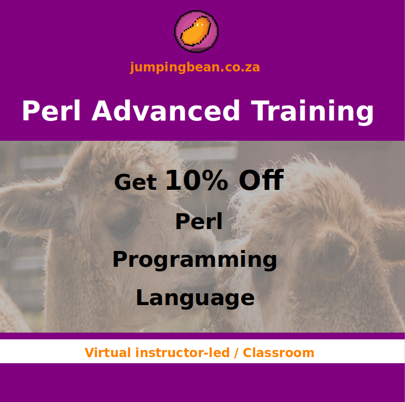 jumpingbeansa's tweet image. Perl Advanced Training. Book your space now!
Improve your programming skills and Gain coding skills at the same time☎: +27 11 781 8014 
📧l: support@jumpingbean.co.za
#fixingbugs #Codecoding #Fixingbugs #Jobskillofthefuture #Learnmoreforless#
training.jumpingbean.info/shop/product/p…