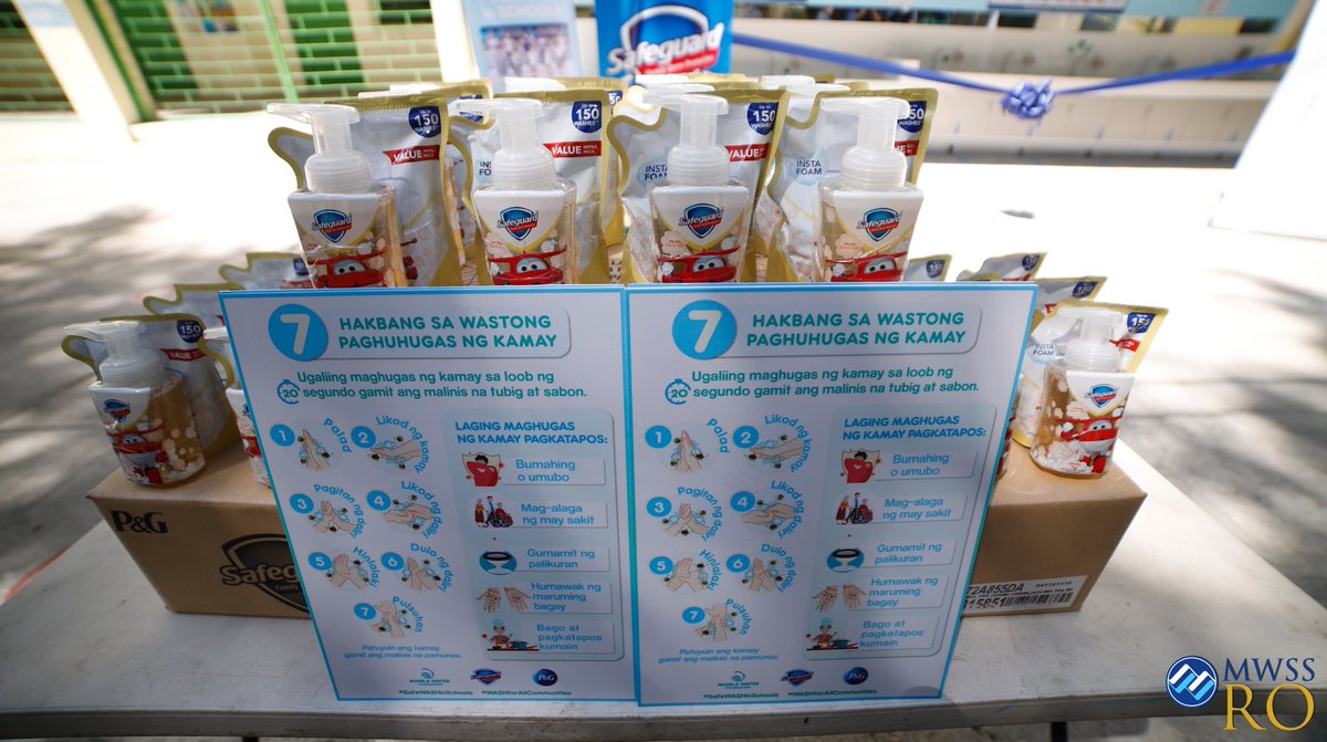 mwssro's tweet photo. The @mwssro (RO), represented by Deputy Administrator (DA) for Administration and Legal Affairs Atty. Claudine B. Orocio-Isorena, took part in the inauguration of the fourth batch of schools under the @ManilaWaterPH Foundation and @ProcterGamble @Safeguard_PH's #SafeWASH https://t.co/2nTGqVHGz4