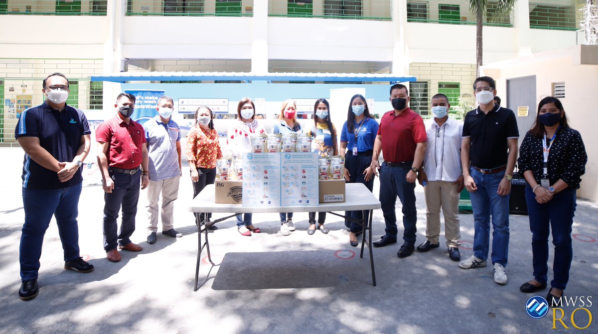 mwssro's tweet photo. The @mwssro (RO), represented by Deputy Administrator (DA) for Administration and Legal Affairs Atty. Claudine B. Orocio-Isorena, took part in the inauguration of the fourth batch of schools under the @ManilaWaterPH Foundation and @ProcterGamble @Safeguard_PH's #SafeWASH https://t.co/2nTGqVHGz4