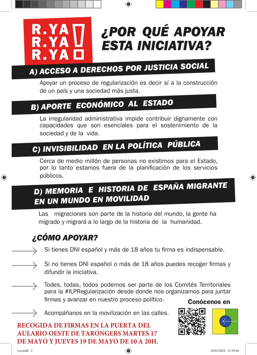 albertmorac's tweet photo. El dimarts i dijous d´esta setmana (17 i 19 de maig) estarem arreplegant signatures per la ILP de @RegularizacionY a la porta de l´Aulari Oest de Tarongers. Si encara no has signat passa´t de 10 a 20:30h perquè cada signatura és imprescindible @esenciales_info @FacSocialsUVEG https://t.co/kyDwB2RKWx