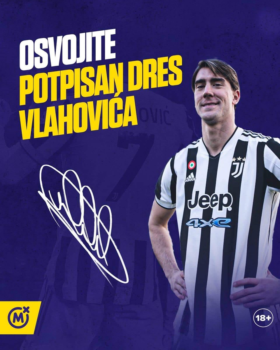 MozzartBet's tweet photo. 💎Osvoji Vlahovićev dres 💎

• Zaprati @MozzartBet  ✅

• Retvituj ovu objavu uz quote 🔁

• Prognoziraj rezultat i broj kornera na meču Juventus - Lacio

• Najbrži pratilac koji pogodi osvojiće potpisan dres Dušana Vlahovića 

Srećno svima! 💎 https://t.co/NHks8NMLZX