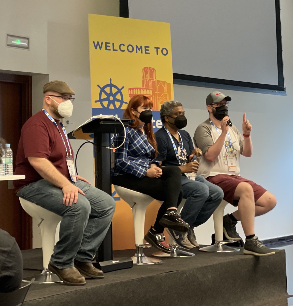 k8s steering AMA with ⁦<a href="/MrBobbyTables/">Bob Killen @mrbobbytabl.es</a>⁩ <a href="/dims/">Davanum Srinivas</a>⁩ Paris. How to make ⁦<a href="/kubernetesio/">Kubernetes</a>⁩ contributions sustainable? Need more ⁦<a href="/liggitt/">Jordan Liggitt</a>⁩ !! More sync, more models that can utilise longtail contributors!