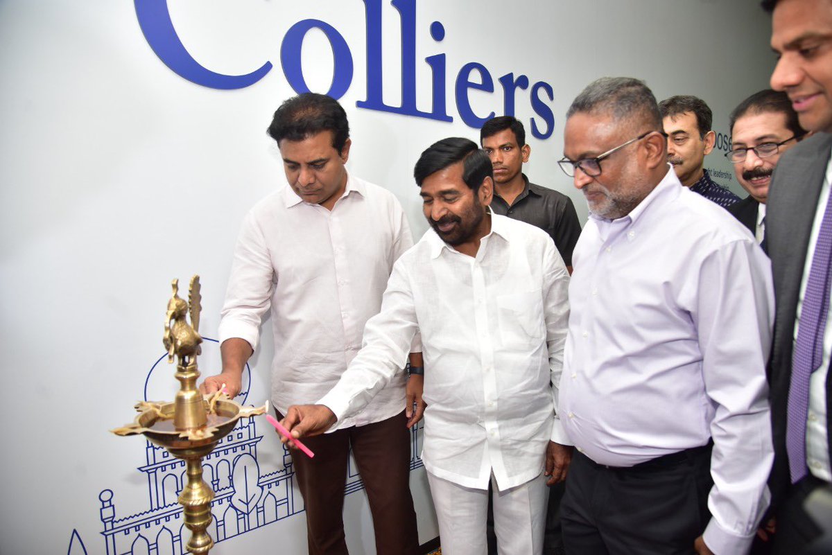 MinisterKTR's tweet photo. IT &amp; Industries Minister @KTRTRS inaugurated the new office of @colliers_ind in Hyderabad. Colliers is a leading professional services and investment management company, operating in more than 62 countries across the world. https://t.co/MQ36KgcA7W
