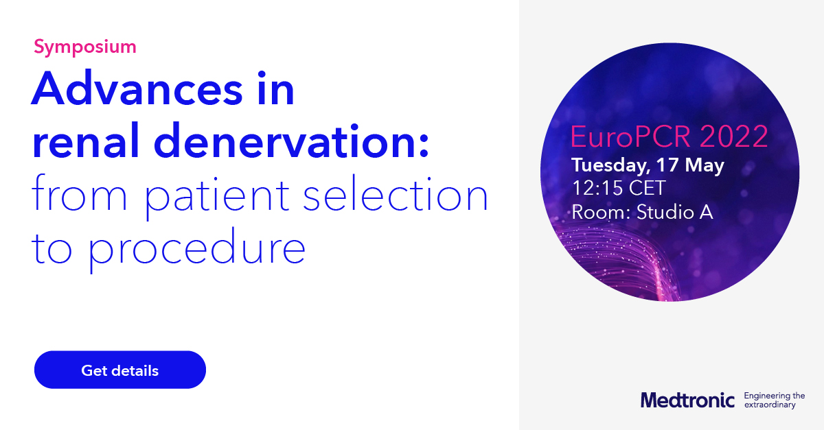 Curious to hear about the latest advancements in Renal Denervation?
Join RDN symposium during EuroPCR 22 &gt;&gt; bit.ly/39RRbpw