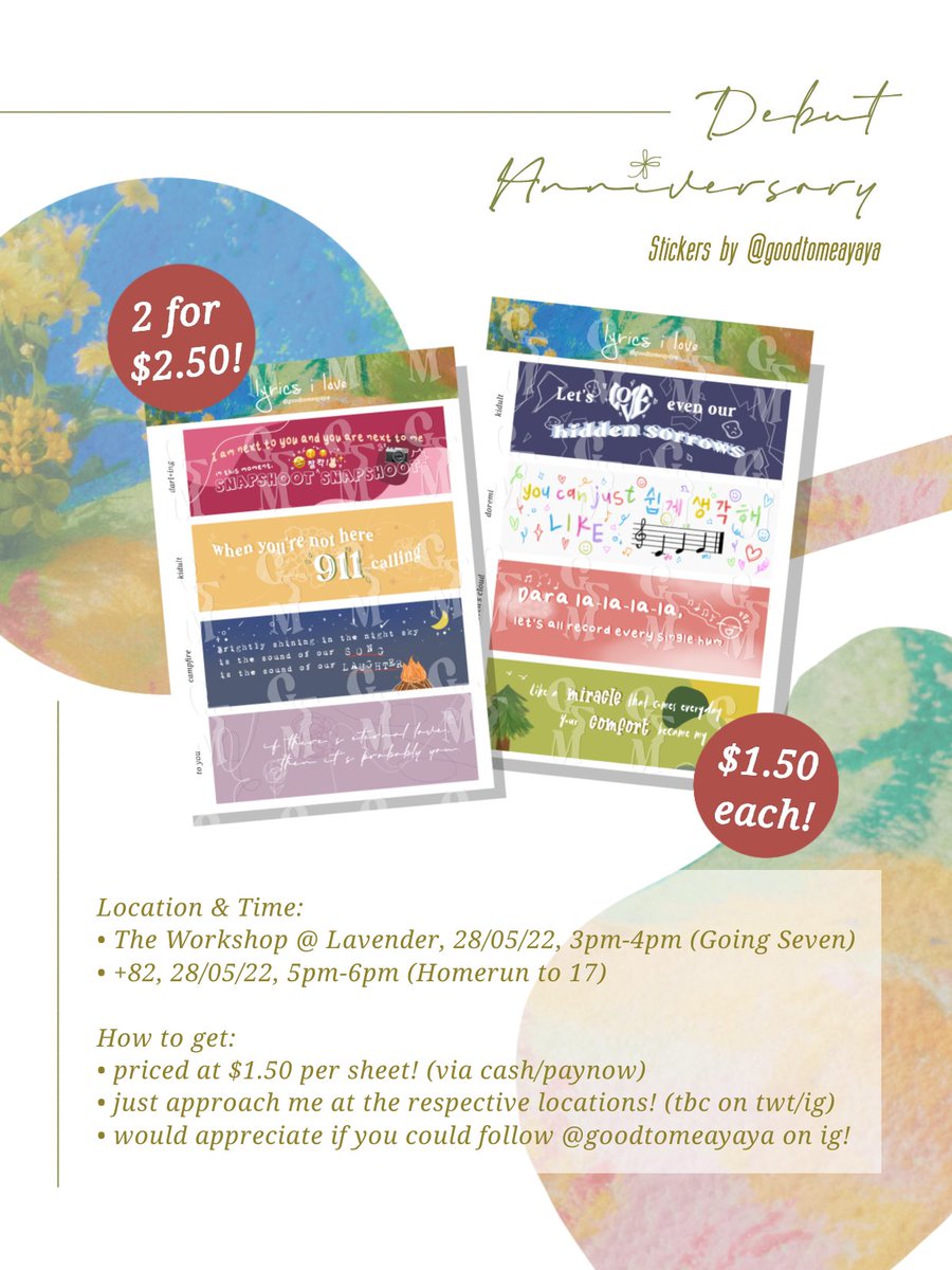 goodtomeayaya's tweet photo. [𝗛𝗘𝗟𝗣 𝗥𝗧]
🇸🇬 will be heading down to these events to give/sell fansupport!

@shining17sg #GoingSeven0526
@ahi7ove #HomeRunTo17

further details in the photos attached + thread! ⤵ https://t.co/Hr40hPQbC4