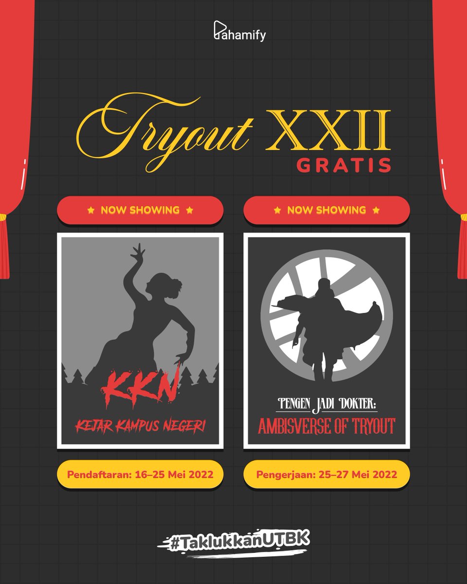 pahamify's tweet image. 🎥 Pendaftaran Tryout #22 GRATIS, DIBUKA! 🎥

Buruan daftar sekarang buat latihan dan evaluasi persiapan UTBK, supaya kamu makin yakin untuk #TaklukkanUTBK 🎞️