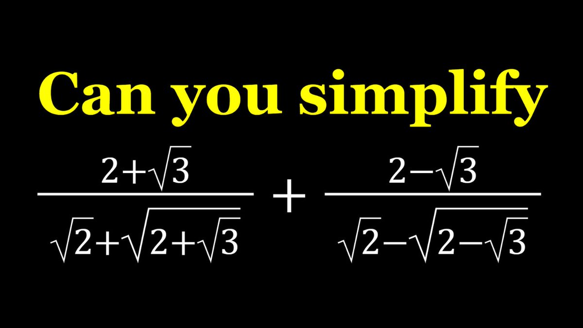 SyberMath's tweet photo. Simplifying a Nice Radical Expression in Two Ways
#ChallengingMathProblems #RadicalExpressions
via @YouTube @Apple @Desmos @NotabilityApp
@googledocs @canva
https://t.co/sfVfFyy2ZF https://t.co/9ZDHcqO9HB