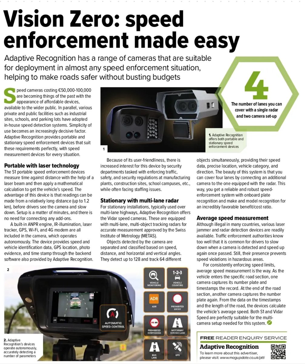The latest issue of Traffic Technology International (TTi) is out now, and in it, our contribution to #visionzero: easy-to-use, performant, all-in-one #speedenforcement devices for projects of all sizes, from private roads to national highway systems.
bit.ly/39ozjlQ