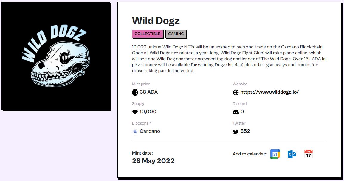 PicassioArtNFT's tweet photo. ‼️ NEW PROJECT LISTED ‼️
✅ Check Out the @WildDogzNFT Project on #Picassio #CNFT Calendar 🔥
A Collectible CNFT for All-Year-Long Gaming 👉 https://t.co/k1ZW8ah3my
#CNFTproject #CNFTcollection #CNFTdrops #CNFTcalendar #CNFTCommunity #NFTdrops #NFTcalendar https://t.co/7fbsb23Csi