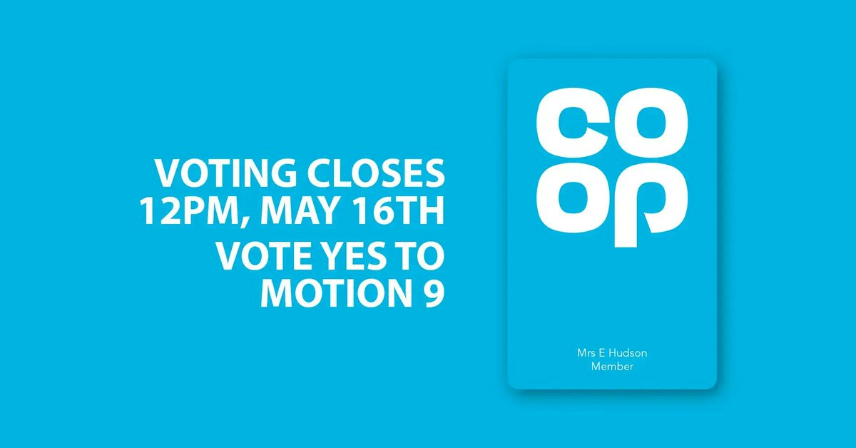 📢 You have until 12pm today to Vote #YesToMotion9 to help us maintain the historic partnership between @coopuk and @CoopParty!

Help us continue our work together on issues like protecting shop workers from violence and food justice. Find out more 👉 party.coop/coopagm22