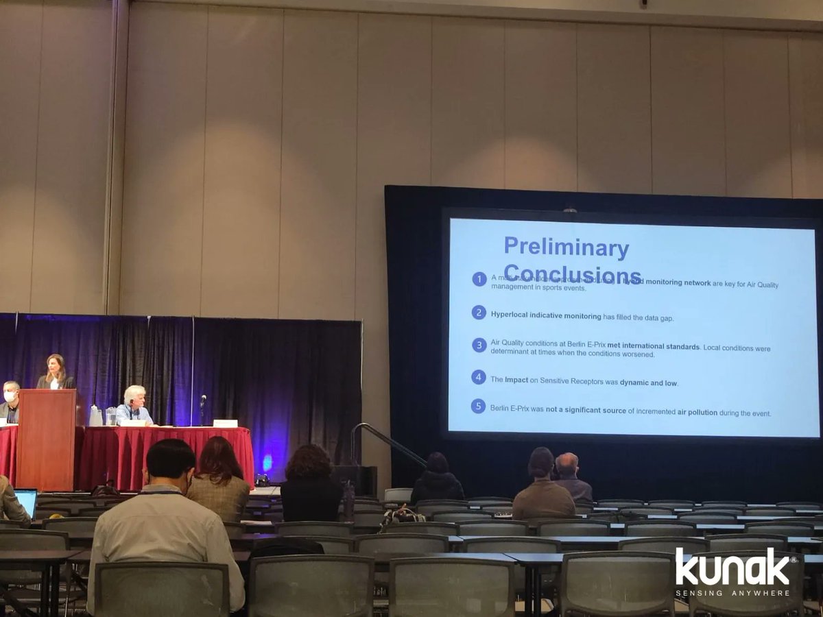 KunaK_sensing's tweet image. Our colleague Edurne Ibarrola, CSO of Kunak, presenting the paper on how to improve #airquality at motorsport events through hyperlocal monitoring at #ASIC2022
