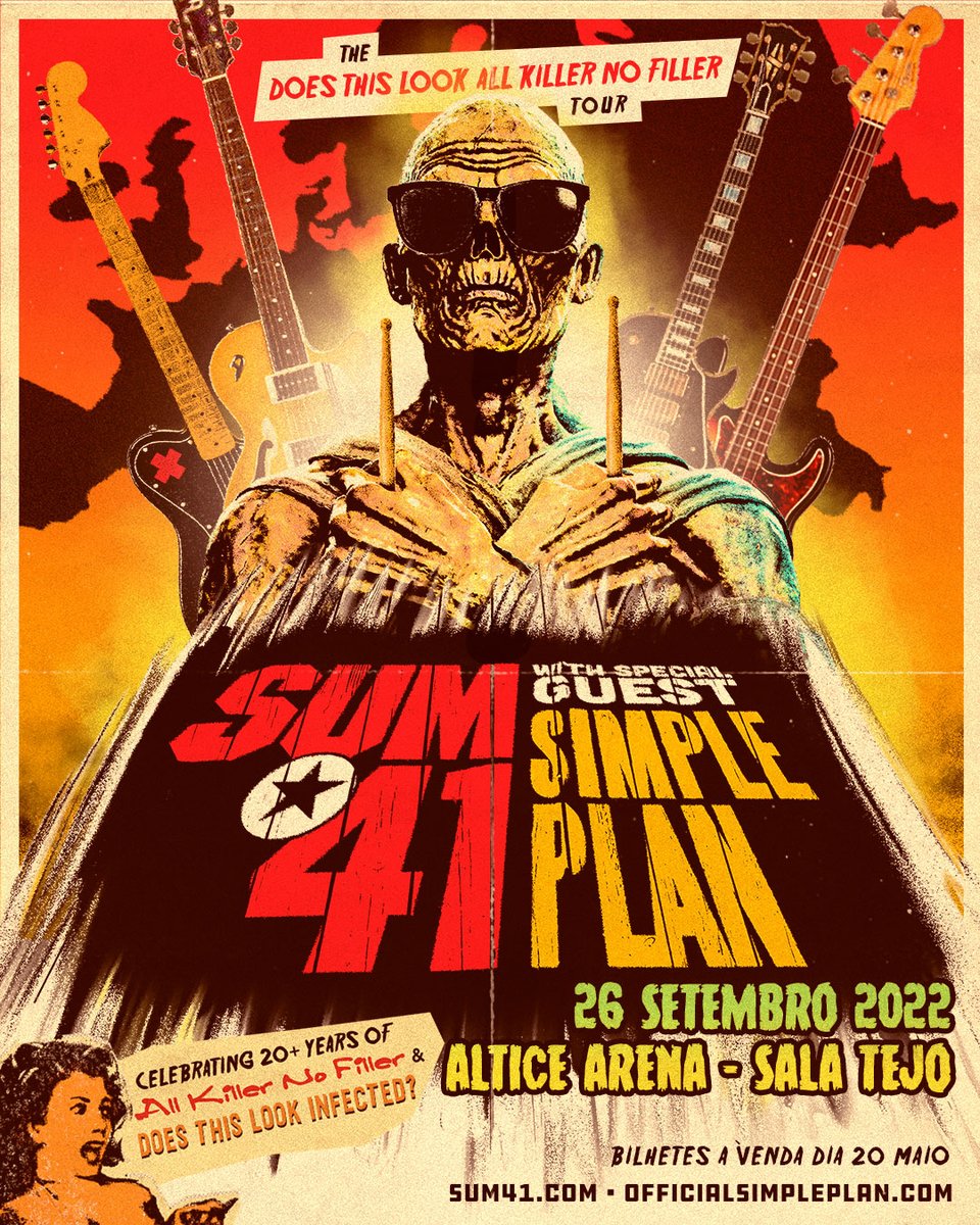 houseoffunpt's tweet photo. 🤘 SUM 41 e SIMPLE PLAN AO VIVO EM PORTUGAL 🤘
Dois dos maiores fenómenos do punk, juntos, dia 26 setembro na Sala Tejo do Altice Arena.

Bilhetes à venda dia 20 maio. https://t.co/tBSDtM0O18