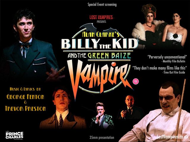 badlandsfilm's tweet image. Alan Clarke on 35mm! Props to @LostVampires_UK, who’s screening Billy the Kid and the Green Baize Vampire at @ThePCCLondon on 27 June: princecharlescinema.com/PrinceCharlesC…