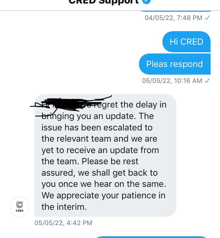 Awsdata149Sql's tweet photo. @CRED_support @kunalb11 @RBI You promised to resolve my query before 10 days and we are here on 13 th day. https://t.co/nW9KCcifIN
