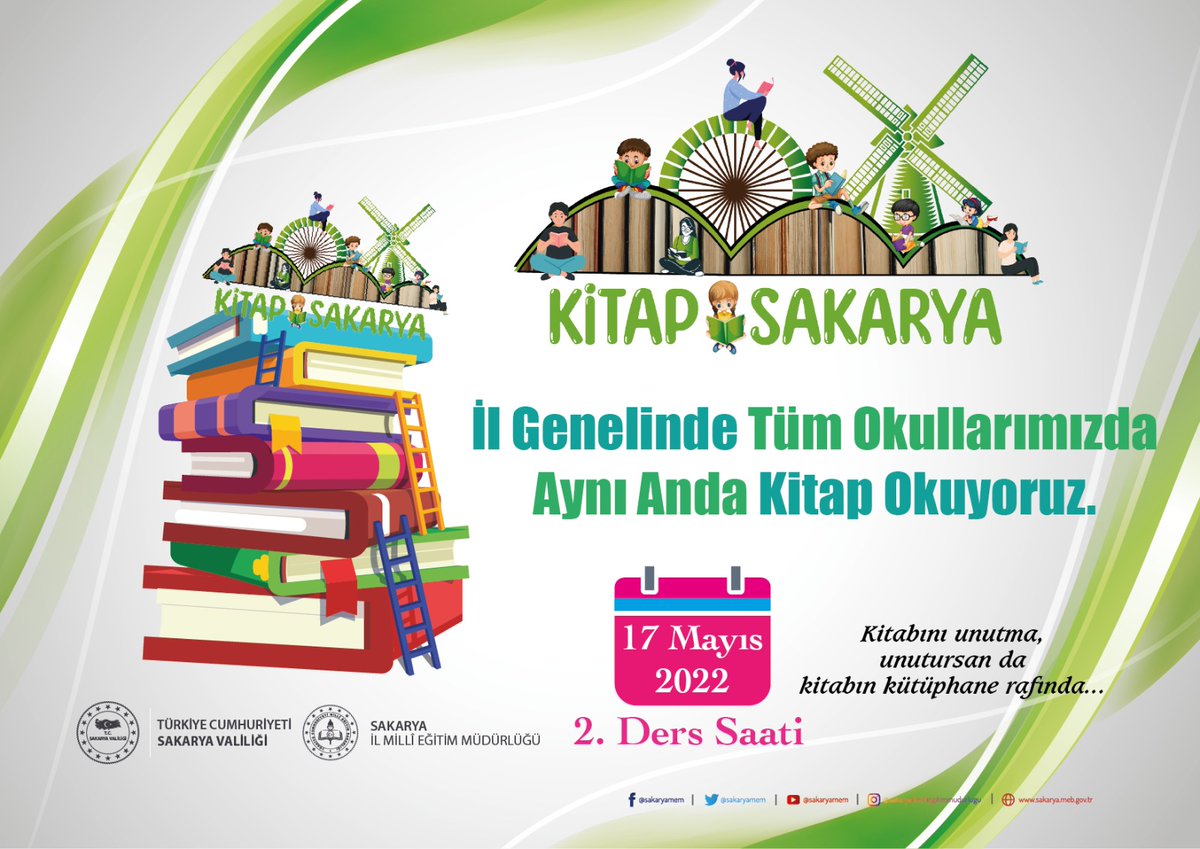 Valiliğimiz himayesinde sürdürülen #KitapSakarya projemiz kapsamında yarın 2. ders saatinde farklı kitaplarla, farklı bir mekanda🤔 ve tüm dersliklerde aynı heyecanı yaşamaya  devam edeceğiz. 😊  
<a href="/tcmeb/">Millî Eğitim Bakanlığı</a>
<a href="/ebubekirsavasci/">Ebubekir Sıddık Savaşçı</a>