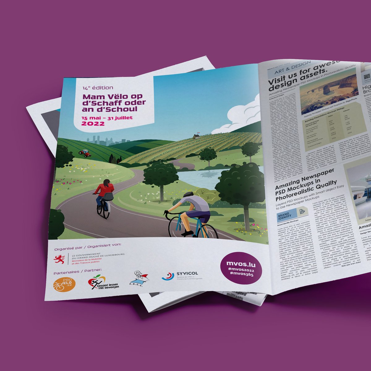 ComedLuxembourg's tweet photo. L'édition 2022 de "Mam Vëlo op d’Schaff oder an d’Schoul" est lancée !
Nouveau visuel, mais même illustrateur 🤩 nous avons encore collaboré avec Andrew Rose (AUS) pour cette campagne 🎨 https://t.co/r2SIQmEaaT