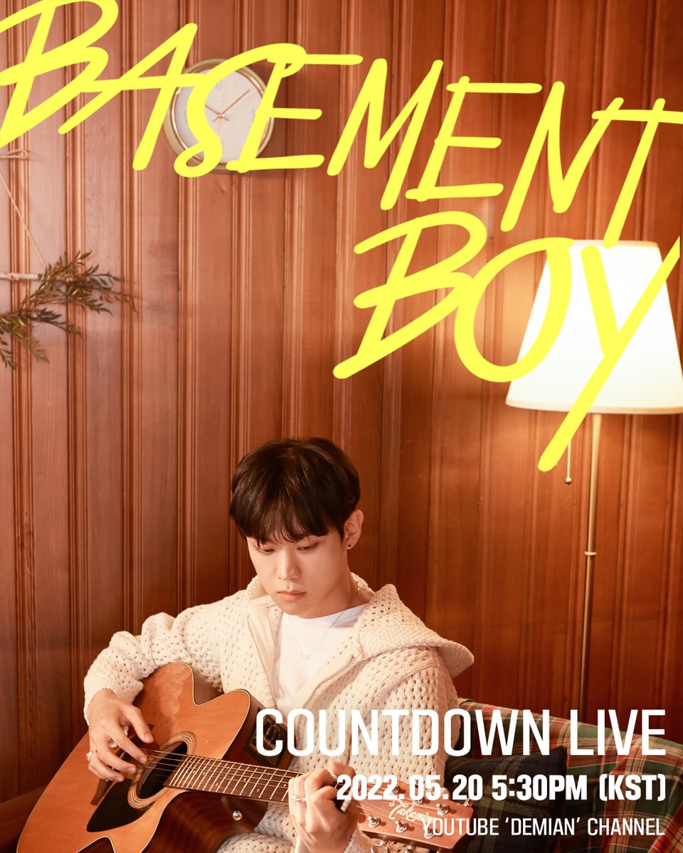 Demian_tweet's tweet photo. 💡 YOUTUBE COUNTDOWN LIVE 공지💡 

DEMIAN [BASEMENT BOY] 카운트다운 라이브 함께 해요!
See you on DEMIAN [BASEMENT BOY] COUNTDOWN LIVE!

#DEMIAN #데미안
#BASEMENT_BOY
#220520_530PM #COUNTDOWNLIVE https://t.co/YXeuMGydvZ