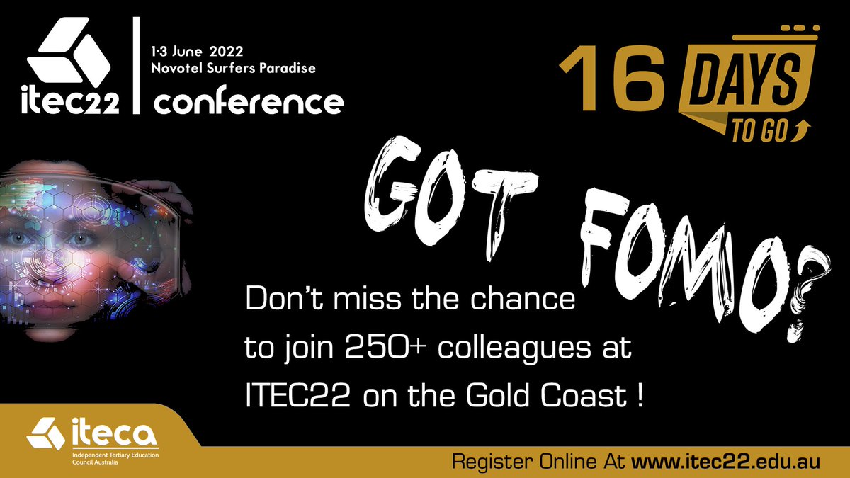 ITECAust's tweet photo. ITEC22 Conference ◾ Are you going to be one of the #SkillsTraining and #HigherEducation professionals who missed the chance to join 250+ colleagues on the Gold Coast over 1-3 June 2022. #ITEC22Conference You can just register at https://t.co/IjLS1FR6Dk https://t.co/WqRNFV1rxZ